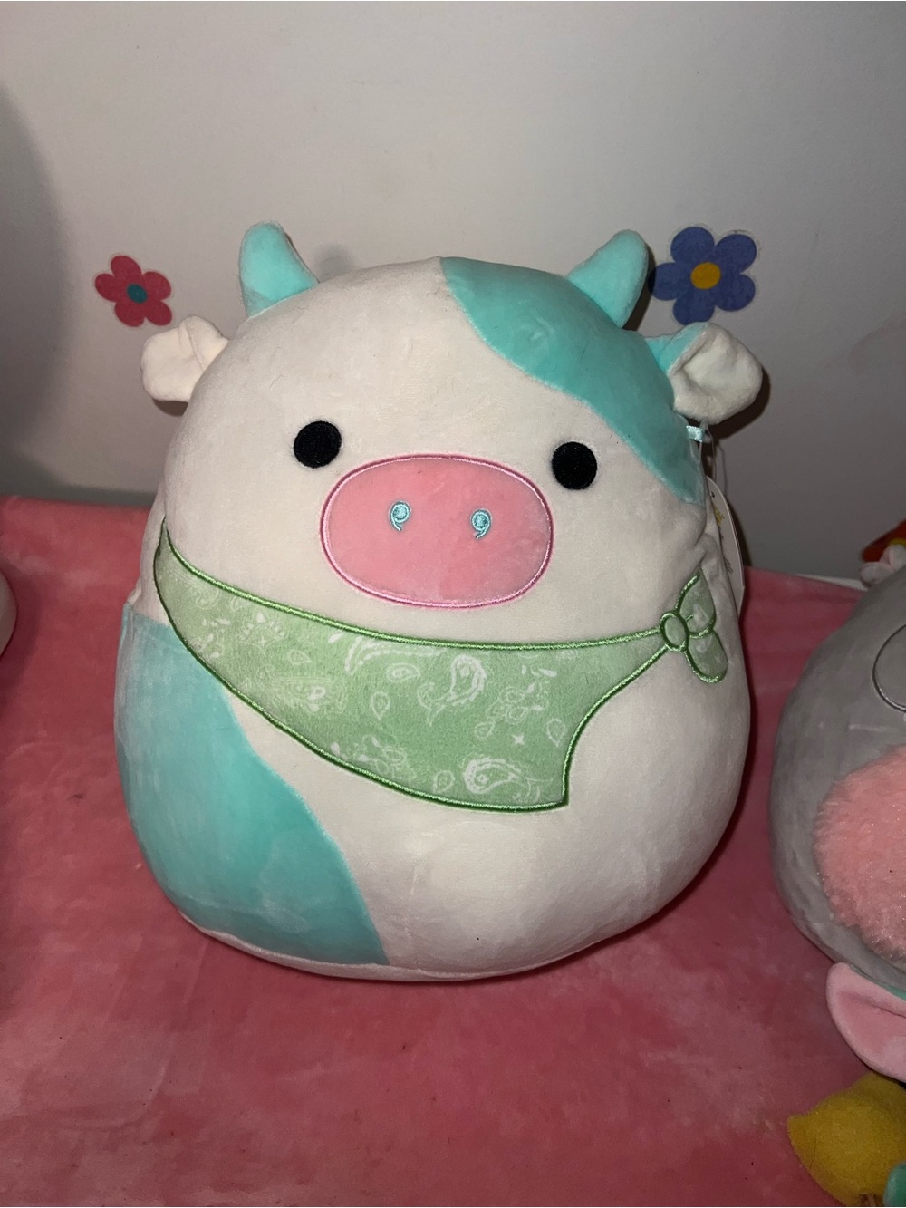 Squishmallows Pastel Teal & White Cow with Pink Snout